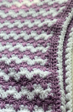 HAND-CRAFTED, LUXURIOUS, LILAC-AND-WHITE CROCHETED BABY BLANKET (STRIPE-Y AND SUPER-SWEET)