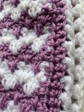 HAND-CRAFTED, LUXURIOUS, LILAC-AND-WHITE CROCHETED BABY BLANKET (STRIPE-Y AND SUPER-SWEET)