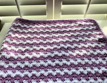 HAND-CRAFTED, LUXURIOUS, LILAC-AND-WHITE CROCHETED BABY BLANKET (STRIPE-Y AND SUPER-SWEET)