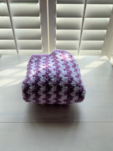 HAND-CRAFTED, LUXURIOUS, LILAC-AND-WHITE CROCHETED BABY BLANKET (STRIPE-Y AND SUPER-SWEET)