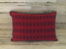 DESIGNER RED WITH NAVY EMBROIDERY LUMBAR-STYLE THROW PILLOW