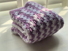 HAND-CRAFTED, LUXURIOUS, LILAC-AND-WHITE CROCHETED BABY BLANKET (STRIPE-Y AND SUPER-SWEET)