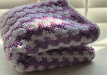 HAND-CRAFTED, LUXURIOUS, LILAC-AND-WHITE CROCHETED BABY BLANKET (STRIPE-Y AND SUPER-SWEET)