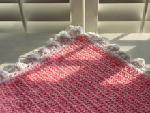 HAND-CRAFTED, EXTRA-BRIGHT PINK, CROCHETED BABY BLANKET (FEATURES "FLUFFLE-EDGE" TRIM)