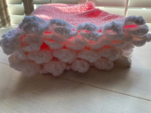 HAND-CRAFTED, EXTRA-BRIGHT PINK, CROCHETED BABY BLANKET (FEATURES "FLUFFLE-EDGE" TRIM)