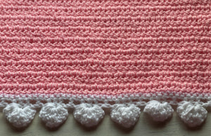 HAND-CRAFTED, EXTRA-BRIGHT PINK, CROCHETED BABY BLANKET (FEATURES "FLUFFLE-EDGE" TRIM)