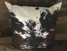 TRI-COLOR BROWN COWHIDE-PRINT COTTON THROW PILLOW COVER OVER ANOTHER THROW PILLOW