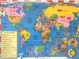 CHILDREN'S 200 EXTRA-LARGE PIECE MAP OF THE WHOLE WORLD PUZZLE (WITH POSTER AND FUN FACT SHEET)