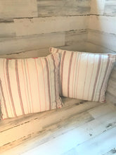 EXTRA-PRETTY, FARMHOUSE-STYLE SQUARE THROW PILLOW WITH TICKING-STRIPE AND FLORAL PATTERNS