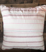 EXTRA-PRETTY, FARMHOUSE-STYLE SQUARE THROW PILLOW WITH TICKING-STRIPE AND FLORAL PATTERNS