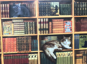 ATTENTION, BOOK-LOVERS/CAT-LOVERS 1,000-PIECE CATS AND BOOKS/BOOKS AND CATS PUZZLE (MADE IN THE USA!)