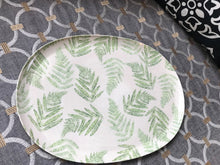 SPRINGTIME/SUMMERTIME LIGHT GREEN/CREAM SERVING BOWL AND FERN-PATTERN SMALL TRAY TWO-PIECE SET