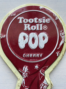 VINTAGE CHERRY TOOTSIE ROLL POP METAL, SHAPED WALL DECOR--SO CUTE