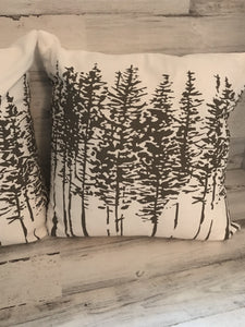 G O R G E O U S  GRAY/CREAM ARTSY, ABSTRACT TREES DESIGNER THROW PILLOW (UNIQUE FOR CHRISTMAS DECOR, BUT BEAUTIFUL FOR ALL YEAR-ROUND)