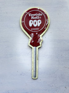 VINTAGE CHERRY TOOTSIE ROLL POP METAL, SHAPED WALL DECOR--SO CUTE