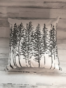 G O R G E O U S  GRAY/CREAM ARTSY, ABSTRACT TREES DESIGNER THROW PILLOW (UNIQUE FOR CHRISTMAS DECOR, BUT BEAUTIFUL FOR ALL YEAR-ROUND)