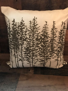 G O R G E O U S  GRAY/CREAM ARTSY, ABSTRACT TREES DESIGNER THROW PILLOW (UNIQUE FOR CHRISTMAS DECOR, BUT BEAUTIFUL FOR ALL YEAR-ROUND)