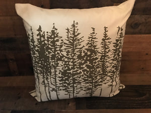 G O R G E O U S  GRAY/CREAM ARTSY, ABSTRACT TREES DESIGNER THROW PILLOW (UNIQUE FOR CHRISTMAS DECOR, BUT BEAUTIFUL FOR ALL YEAR-ROUND)