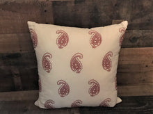 IVORY THROW PILLOW WITH RED PAISLEY PRINT (ALL READY FOR THE WILD WEST, FARMHOUSE, OR THE FOURTH OF JULY)