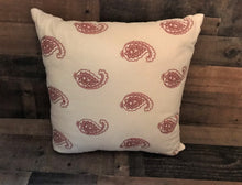 IVORY THROW PILLOW WITH RED PAISLEY PRINT (ALL READY FOR THE WILD WEST, FARMHOUSE, OR THE FOURTH OF JULY)