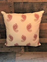 IVORY THROW PILLOW WITH RED PAISLEY PRINT (ALL READY FOR THE WILD WEST, FARMHOUSE, OR THE FOURTH OF JULY)