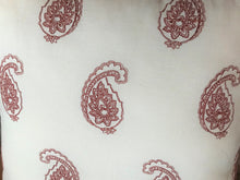 IVORY THROW PILLOW WITH RED PAISLEY PRINT (ALL READY FOR THE WILD WEST, FARMHOUSE, OR THE FOURTH OF JULY)