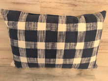 CHECK IT OUT! BIG-CHECKED FARMHOUSE-STYLE, CLASSIC-LOOKING NAVY/WHITE LUMBAR THROW PILLOW