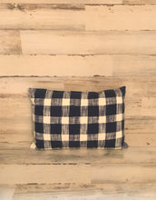 CHECK IT OUT! BIG-CHECKED FARMHOUSE-STYLE, CLASSIC-LOOKING NAVY/WHITE LUMBAR THROW PILLOW