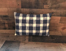 CHECK IT OUT! BIG-CHECKED FARMHOUSE-STYLE, CLASSIC-LOOKING NAVY/WHITE LUMBAR THROW PILLOW