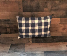 CHECK IT OUT! BIG-CHECKED FARMHOUSE-STYLE, CLASSIC-LOOKING NAVY/WHITE LUMBAR THROW PILLOW