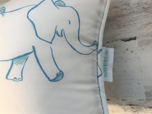 BABY BLUE-AND-WHITE DESIGNER LUMBAR-STYLE THROW PILLOW WITH THE WHOLE-WIDE-WORLD-OF-ANIMALS