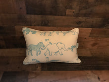 BABY BLUE-AND-WHITE DESIGNER LUMBAR-STYLE THROW PILLOW WITH THE WHOLE-WIDE-WORLD-OF-ANIMALS