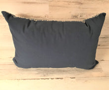 CHAMBRAY-LOOK DENIM, STRIPE-Y, FRINGE-Y LUMBAR-STYLE THROW PILLOW