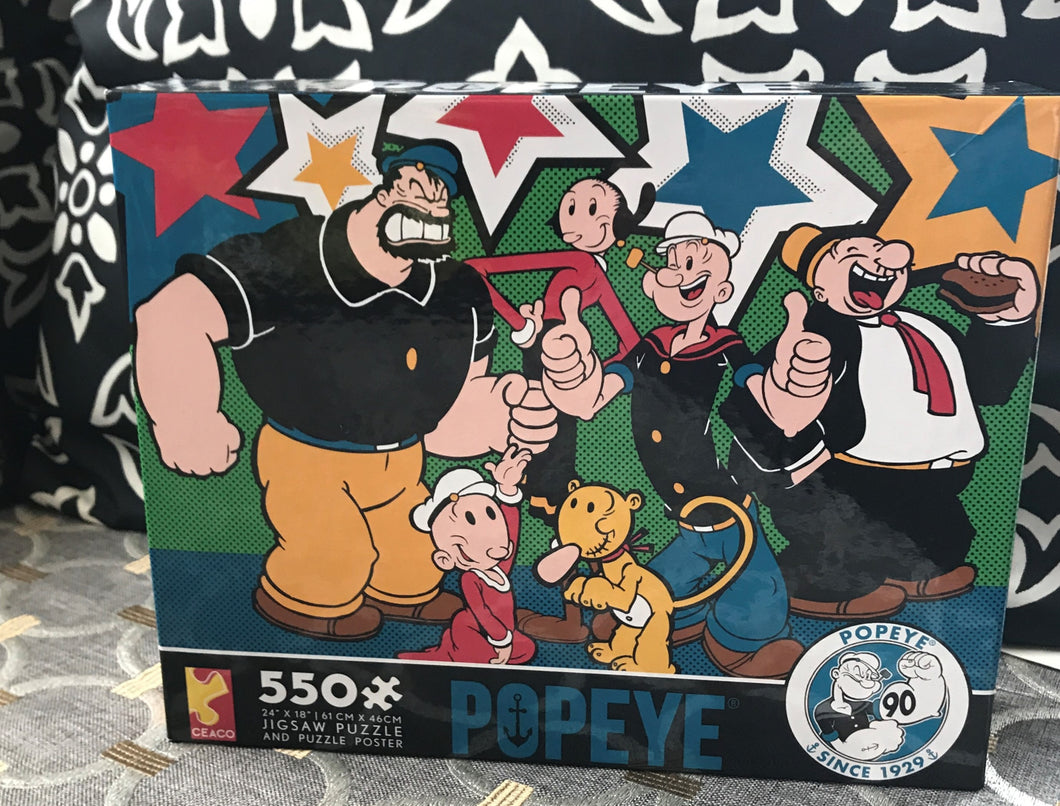 550-PIECE POPEYE AND FRIENDS BOLDLY-COLORED, SUPER FUN, RETRO-THEMED PUZZLE (MADE IN THE USA!)