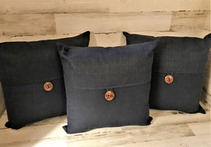 I LIKE BIG BUTTONS, AND I CANNOT LIE! BIG-BUTTON, DENIM-LOOK, GREAT-BIG THROW PILLOW