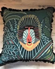 FIERCELY FABULOUS! BOLD, BEAUTIFUL TEAL, GLOBAL-DESIGN BABOON THROW PILLOW (PERFECT FOR THE LION KING THEMED ROOMS)