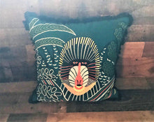 FIERCELY FABULOUS! BOLD, BEAUTIFUL TEAL, GLOBAL-DESIGN BABOON THROW PILLOW (PERFECT FOR THE LION KING THEMED ROOMS)