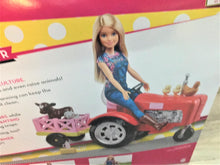 BARBIE FARMER, TRACTOR/CART, AND ANIMALS DELUXE SET