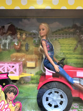 BARBIE FARMER, TRACTOR/CART, AND ANIMALS DELUXE SET