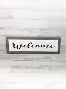 OLD-SCHOOL MEETS MODERN FARMHOUSE CHIC (PRETTY, PRETTY, PRETTY BLACK-AND-WHITE ENAMEL "WELCOME" WALL DECOR)