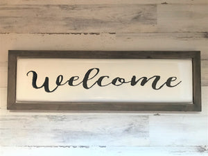 OLD-SCHOOL MEETS MODERN FARMHOUSE CHIC (PRETTY, PRETTY, PRETTY BLACK-AND-WHITE ENAMEL "WELCOME" WALL DECOR)