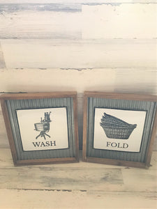 CUTENESS! STURDY AND STUNNING "WASH" AND "FOLD" VINTAGE-LOOK WALL DECOR (SET OF TWO)