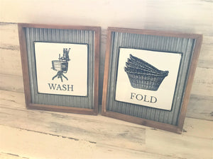 CUTENESS! STURDY AND STUNNING "WASH" AND "FOLD" VINTAGE-LOOK WALL DECOR (SET OF TWO)