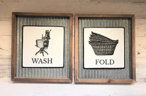 CUTENESS! STURDY AND STUNNING "WASH" AND "FOLD" VINTAGE-LOOK WALL DECOR (SET OF TWO)