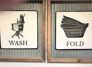 CUTENESS! STURDY AND STUNNING "WASH" AND "FOLD" VINTAGE-LOOK WALL DECOR (SET OF TWO)