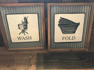 CUTENESS! STURDY AND STUNNING "WASH" AND "FOLD" VINTAGE-LOOK WALL DECOR (SET OF TWO)