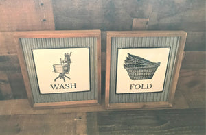 CUTENESS! STURDY AND STUNNING "WASH" AND "FOLD" VINTAGE-LOOK WALL DECOR (SET OF TWO)