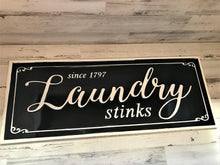 MASSIVE, HEAVY-DUTY ENAMEL-COATED STEEL "LAUNDRY STINKS" FUN LAUNDRY ROOM WALL DECOR