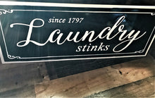 MASSIVE, HEAVY-DUTY ENAMEL-COATED STEEL "LAUNDRY STINKS" FUN LAUNDRY ROOM WALL DECOR