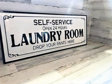 MASSIVE, HEAVY-STEEL "SELF-SERVICE LAUNDRY ROOM" FUNNY ENAMEL-FINISH WALL DECOR